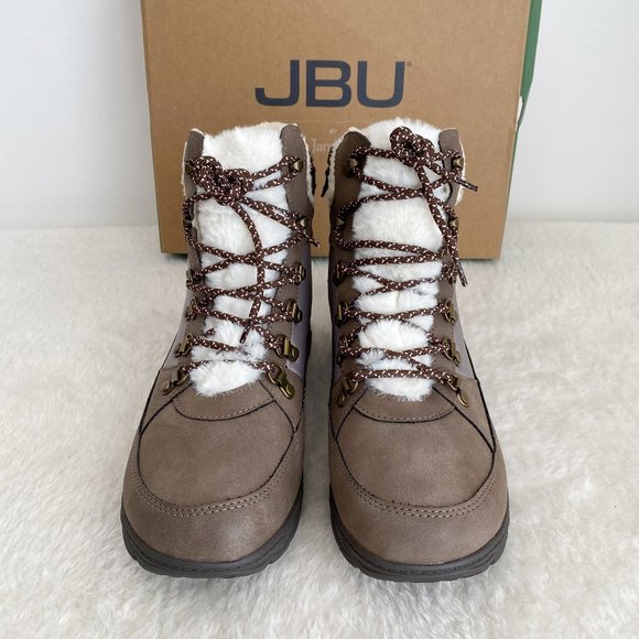 JBU Women's Alexa Water Resistant Winter Boots, Faux Fur Lining, Taupe, Size 9M - Picture 2 of 8